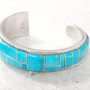 Turquoise Bangle Zuni Handmade Silver